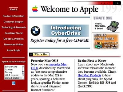 Apple Webseite Juli 1997